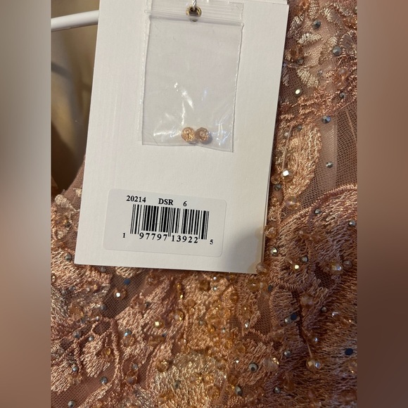 Mac Duggal 20214 NWT Pink Embellished Long Sleeve V Neck A Line Gown - Picture 6 of 6